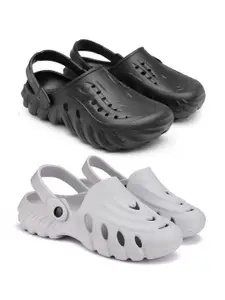 BERSACHE Men Pack Of 2 Self Design Clogs