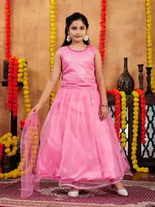 BAESD Girls Embroidered Beads and Stones Ready to Wear Lehenga & Blouse With Dupatta