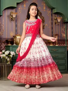 Sangria Girls Mirror Embroidered Lehenga Choli With Attached Dupatta