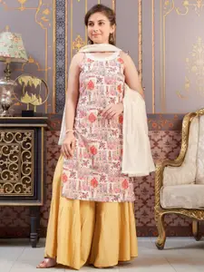 Sangria Girls Abstract Printed Silk Straight Kurta