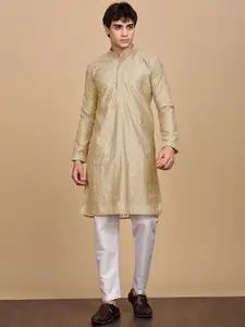 Anouk Ethnic Motifs Embroidered Thread Work Cotton Straight Kurta