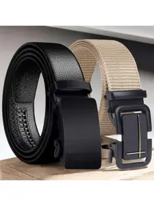 The Roadster Lifestyle Co. Men Set Of 2 Textured Formal Belts