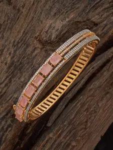 Kushal's Fashion Jewellery Gold-Plated Zircon Studded Party Kada Bangle