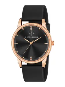 CHARLIEKEEN Men Brass Embellished Dial & Straps Analogue Watch CC-GR0001-BLK-BLK