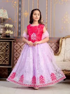 BAESD Girls Floral Embroidered Sequinnned Ready to Wear Lehenga & Choli With Dupatta