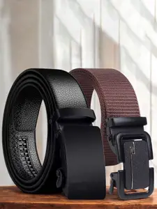 The Roadster Lifestyle Co. Men 2 Pack Of 2 Textured Slider Buckle Belts