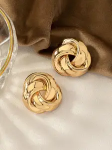 SUBHAGALANKAR Stainless Steel Gold-Plated Contemporary Chunky Studs Earrings