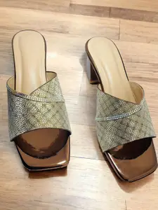 FABBMATE Embellished Party High-Top Comfort Peep Toes