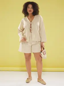 Trendyol V-Neck Pure Cotton Top With Shorts