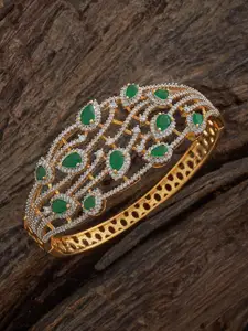 Kushal's Fashion Jewellery Gold-Plated Zircon Studded Party Kada Bangle