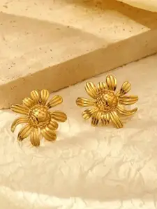 SUBHAGALANKAR Gold-Plated Stainless Steel Floral Studs