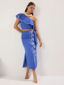 Trendyol One Shoulder Neck Crop Top With Skirt