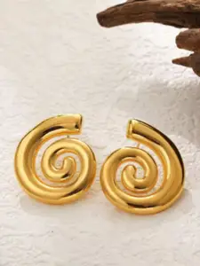 SUBHAGALANKAR Stainless Steel Gold-Plated Contemporary Studs Earrings