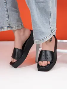 The Roadster Lifestyle Co. Textured Open Toe Wedge Heeled Flats