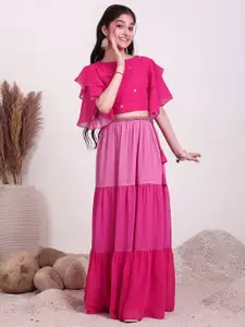 Inddus Girls Embroidered Sequinned Ready to Wear Lehenga & Choli