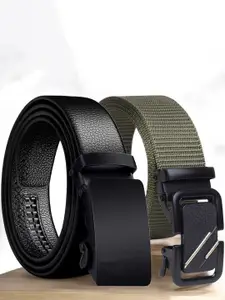 The Roadster Lifestyle Co. Men Set Of 2 Textured Formal Belts