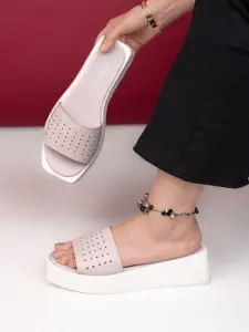 The Roadster Lifestyle Co. Textured Open Toe Wedge Heeled Flats