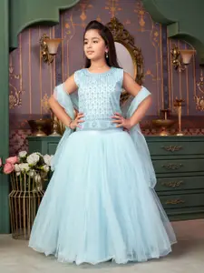 BAESD Girls Floral Embroidered Thread Work Ready to Wear Lehenga & Blouse With Dupatta