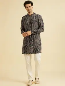 Manyavar Ethnic Motifs Printed Mandarin Collar Straight Kurta