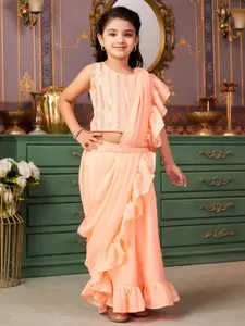 Sangria Girls Embroidered Sequinned Lehenga Choli With Attached Dupatta