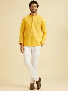 Manyavar Woven Design Thread Work Cotton Short Kurtas