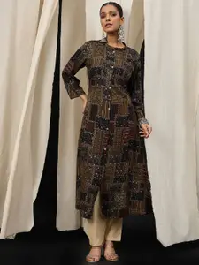 Anouk Floral Printed Mandarin Collar Kurta