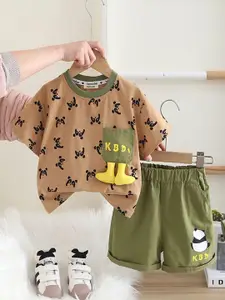 INCLUD Boys Printed Round Neck T-shirt With Shorts