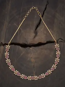 Kushal's Fashion Jewellery Gold-Plated Cubic Zirconia Studded Necklace