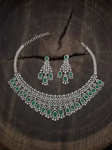 Kushal's Fashion Jewellery Rhodium-Plated Zircon Studded Party Necklace Set