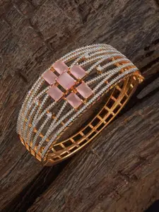 Kushal's Fashion Jewellery Gold-Plated Zircon Studded Party Kada Bangle