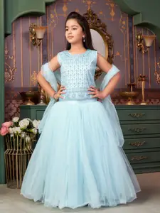 Sangria Girls Mirror Embroidered Net Lehenga Choli With Dupatta