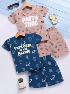 Toonyport Boys Pack of 2 Printed Pure Cotton T-shirt with Shorts