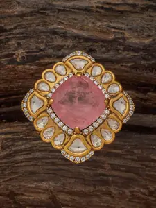 Kushal's Fashion Jewellery Embellished Bridal Victorian-Plated Kundan Stone  Finger Ring