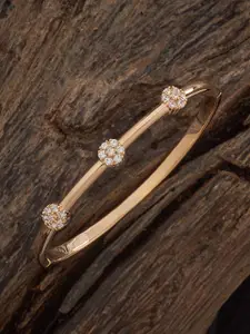 Kushal's Fashion Jewellery White Gold-Plated Cubic Zirconia Stone Studded Kada Bangle