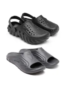 BERSACHE Men Pack of 2 Self Design Clogs