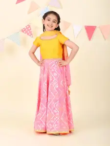 Fabindia Girls Bandhani Printed Ready to Wear Lehenga & Blouse With Dupatta