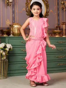 Sangria Girls Embroidered Sequinned Lehenga Choli With Attached Dupatta