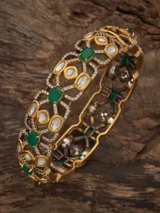 Kushal's Fashion Jewellery Embellished Bridal Victorian-Plated Kundan Studded Bangle