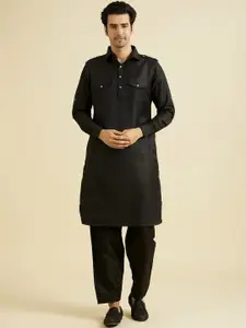 Manyavar Shirt Collar Pathani Kurta With Salwar