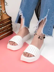 The Roadster Lifestyle Co. Textured Open Toe Wedge Heeled Flats