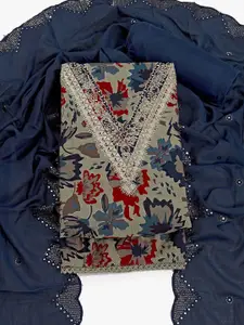 ASISA Floral Printed Sequinned Unstitched Dress Material