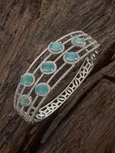 Kushal's Fashion Jewellery Mint Rhodium-Plated Cubic Zirconia Stone Studded Kada Bangle
