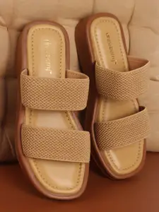 DressBerry Women Open Toe Textured Platform Heels