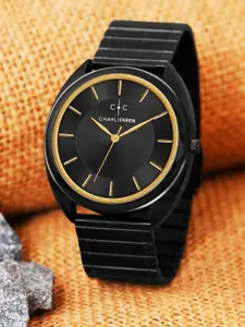 CHARLIEKEEN Men Brass Dial & Stainless Steel Straps Analogue Watch CC-GR006-BLK-CH