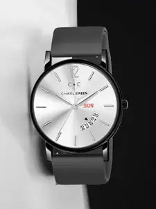 CHARLIEKEEN Men Brass Dial & Straps Analogue Watch CC-GR002-SLV-BLK