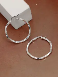 LeCalla 925 Sterling Silver-Plated Twisted Round Shaped Hoop Earrings
