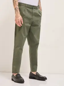 THE BEAR HOUSE Men Solid Cotton Cropped Chinos