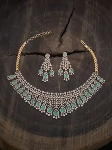 Kushal's Fashion Jewellery Mint Gold-Plated Zircon Studded Party Necklace Set
