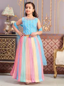 Sangria Girls Beads Embroidered Lehenga Choli With Dupatta