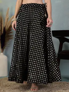 Clora Creation Printed Georgette Flared Skirt wWth Dupatta